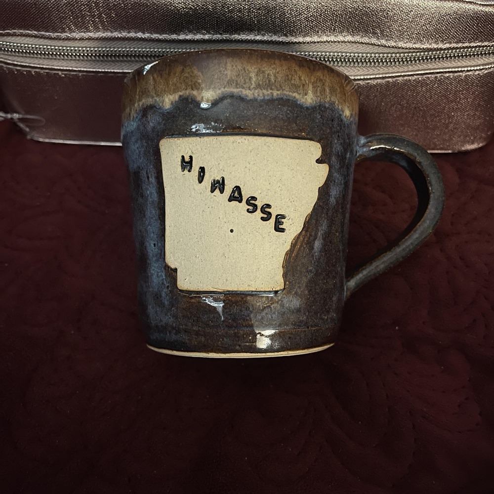 Handmade Hiwasse Arkansas Pottery Mug Peace Mark‎ GWX Signed Ceramic Art Cup